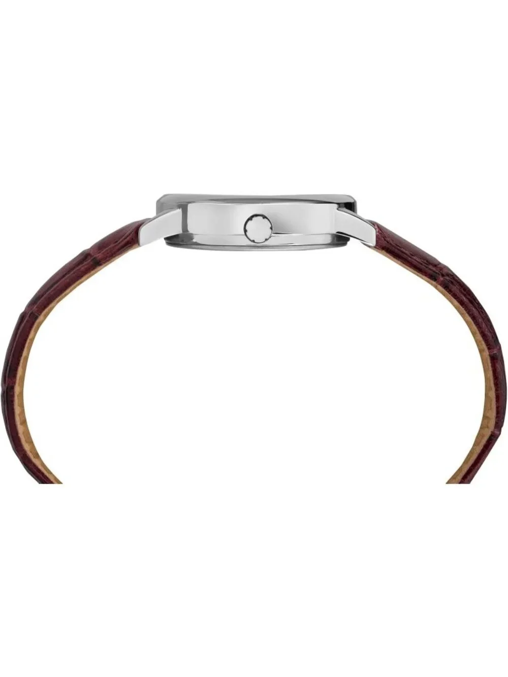 Women's Brown/Silver-Tone/White/30mm Easy Reader Leather Strap Wrist Watches